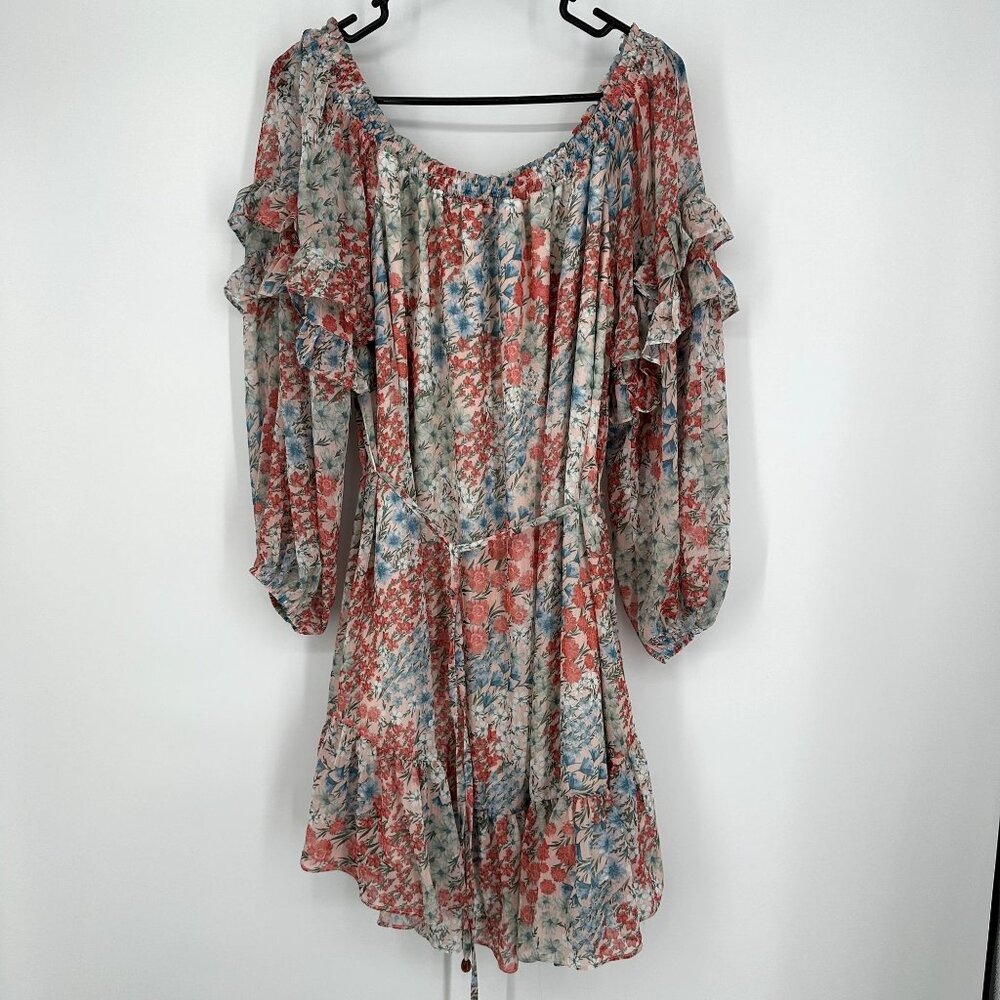 Fate Dress Women's Size XL Ruffle Sleeve Drawstring Waist Floral Print